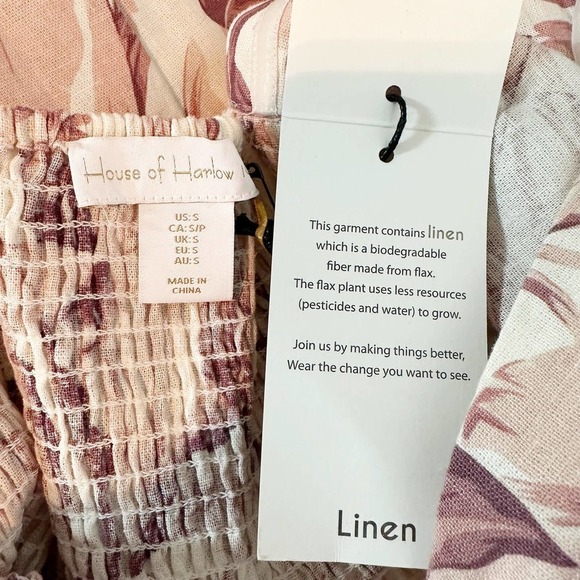 House of Harlow 1960 Linen Palm Print Midi Dress Size Small - Picture 4 of 9